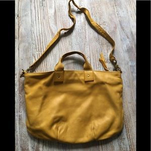 Clare V large yellow leather shoulder bag